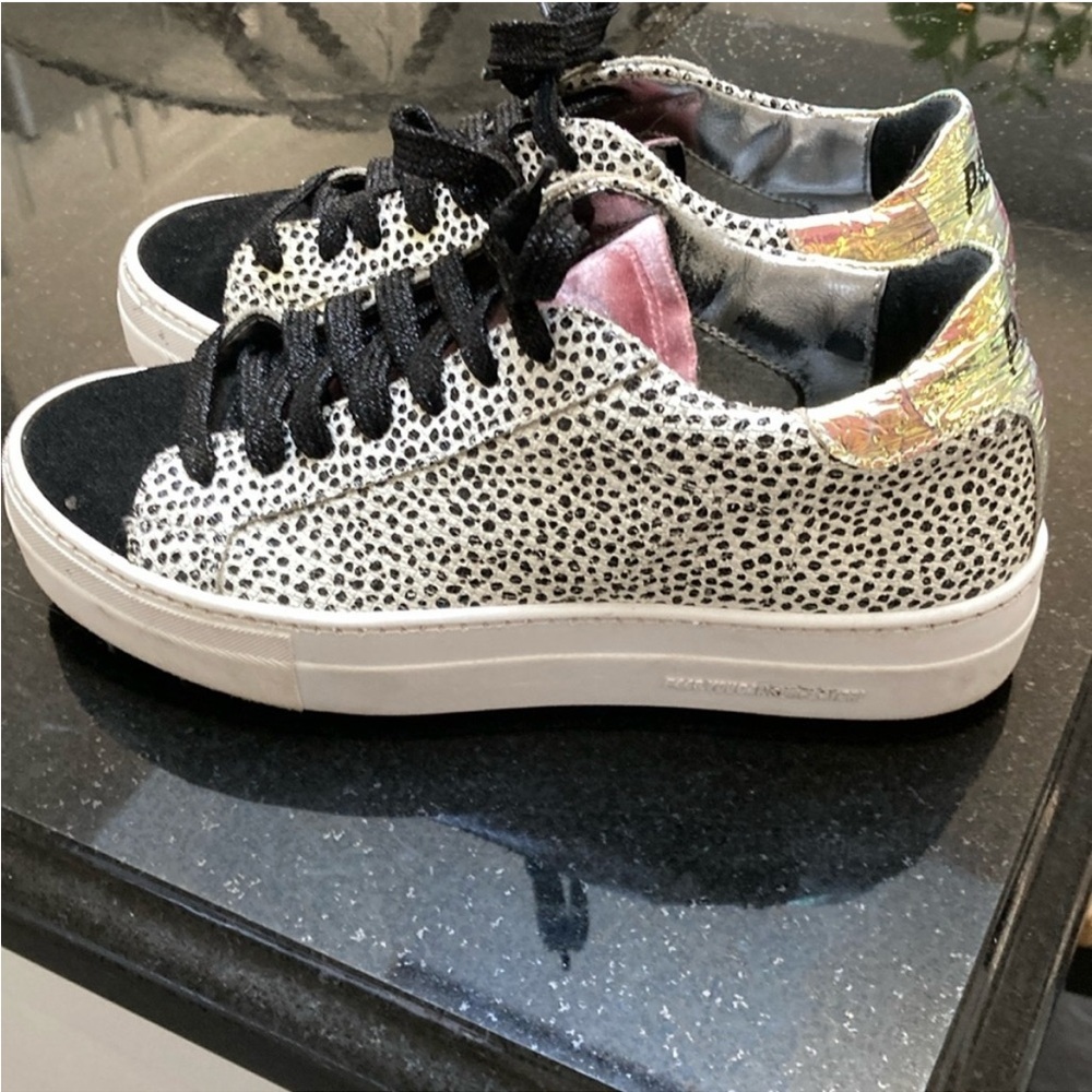 P448 Black and White Polka Dot Sneakers